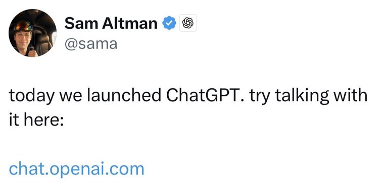 Sam Altman on X: today we launched ChatGPT